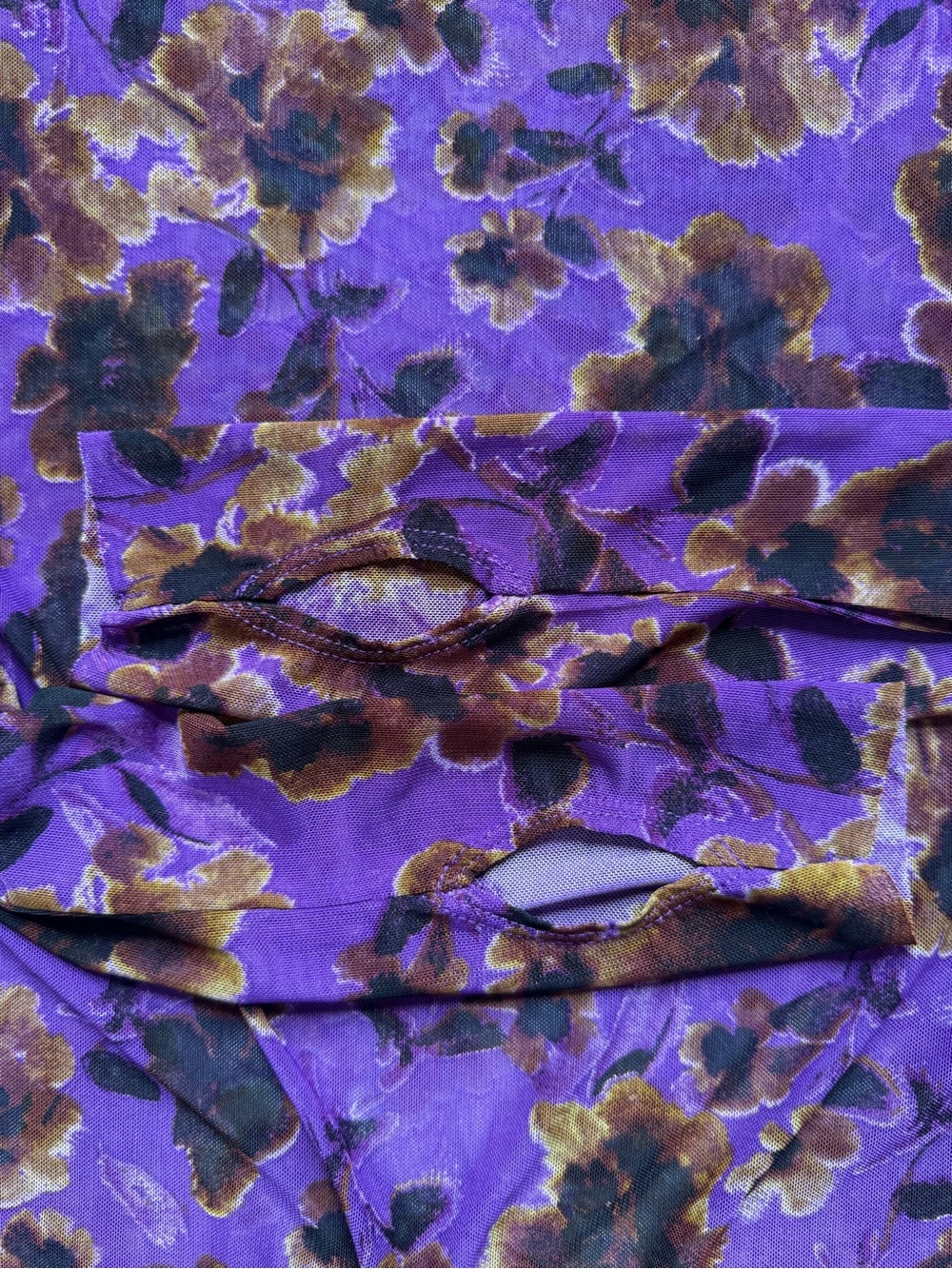 AFRM Purple Floral Sheer Long Sleeve Top - Picture 5 of 7